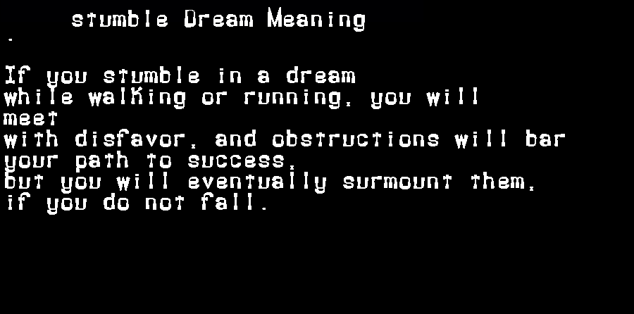  dream meanings stumble