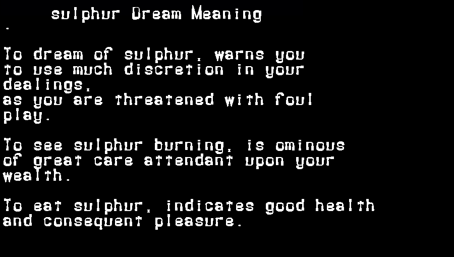  dream meanings sulphur
