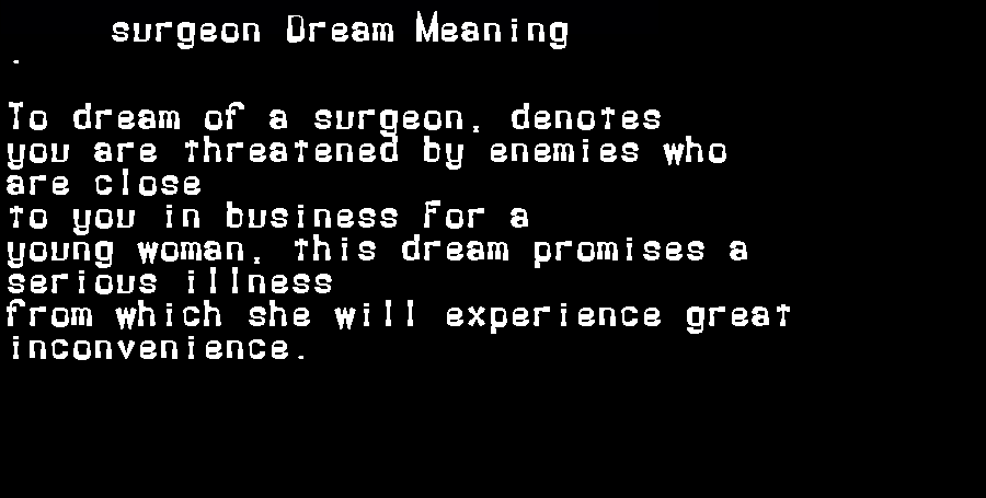  dream meanings surgeon