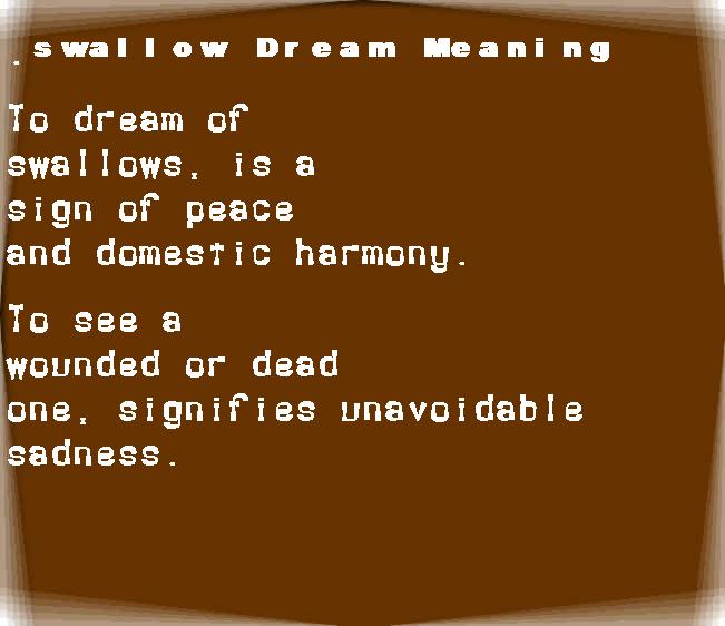  dream meanings swallow