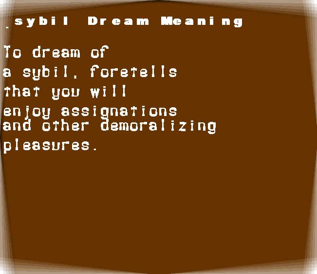  dream meanings sybil