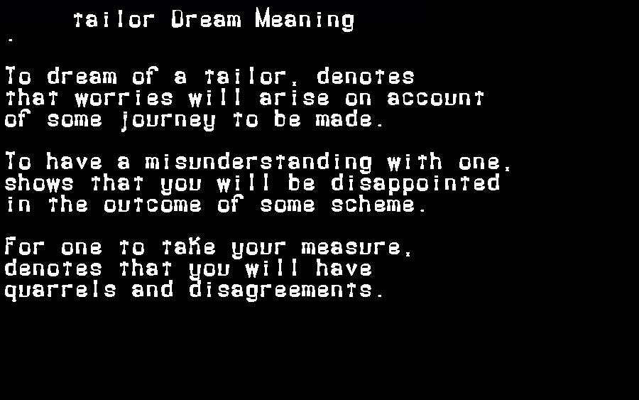  dream meanings tailor