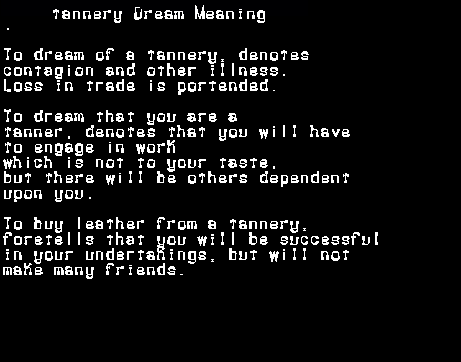  dream meanings tannery