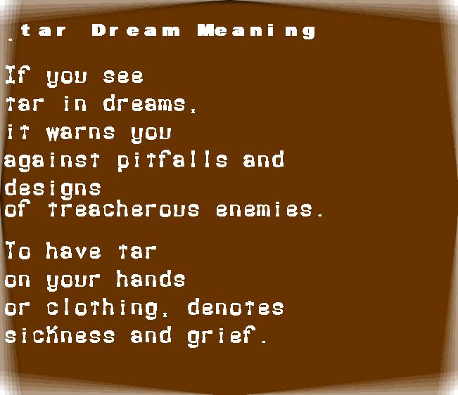  dream meanings tar