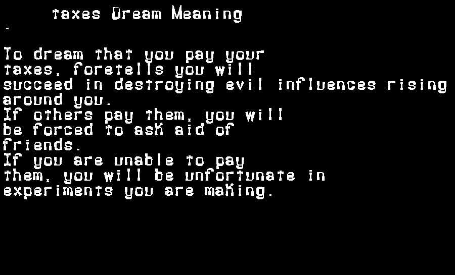  dream meanings taxes