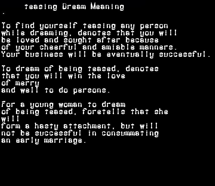  dream meanings teasing