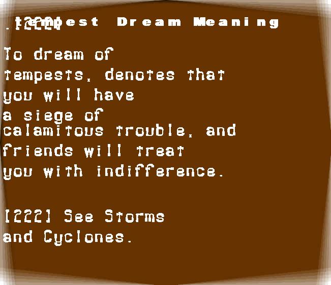  dream meanings tempest