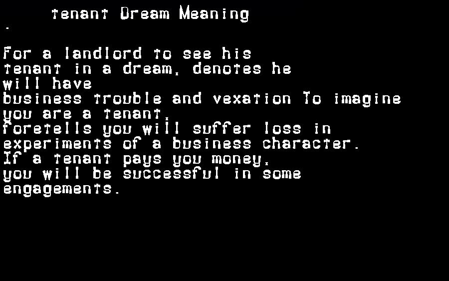  dream meanings tenant