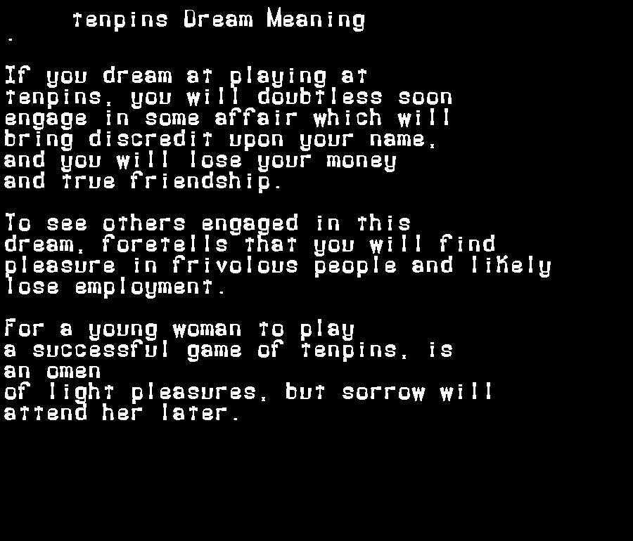  dream meanings tenpins