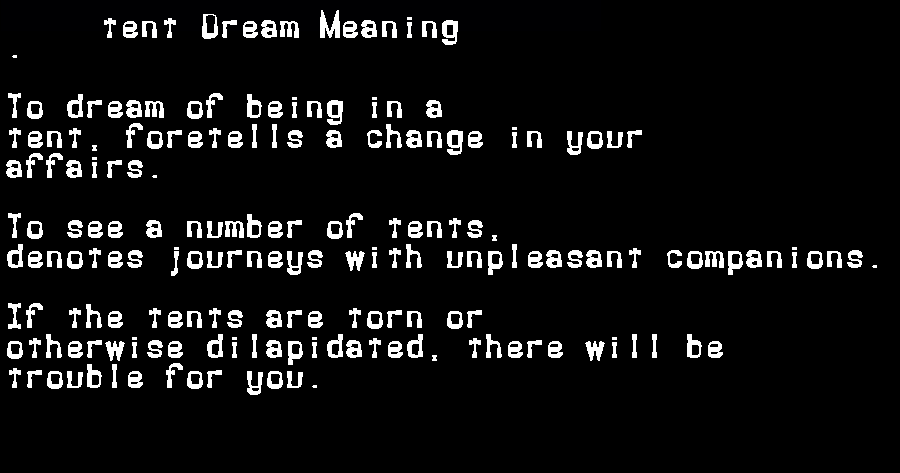  dream meanings tent