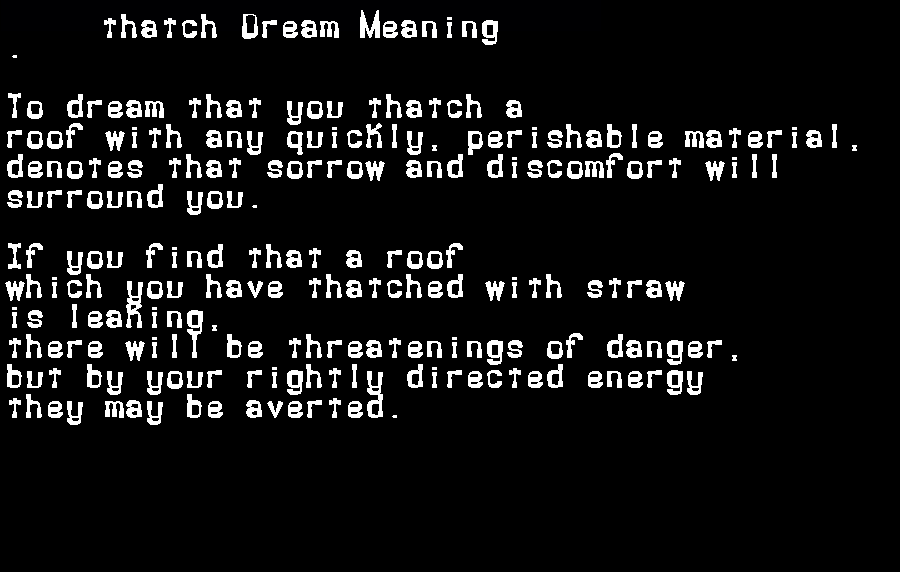  dream meanings thatch