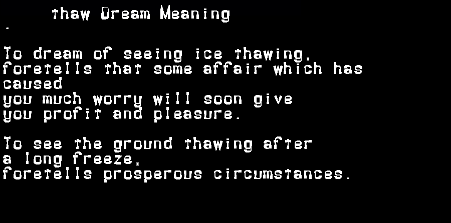  dream meanings thaw