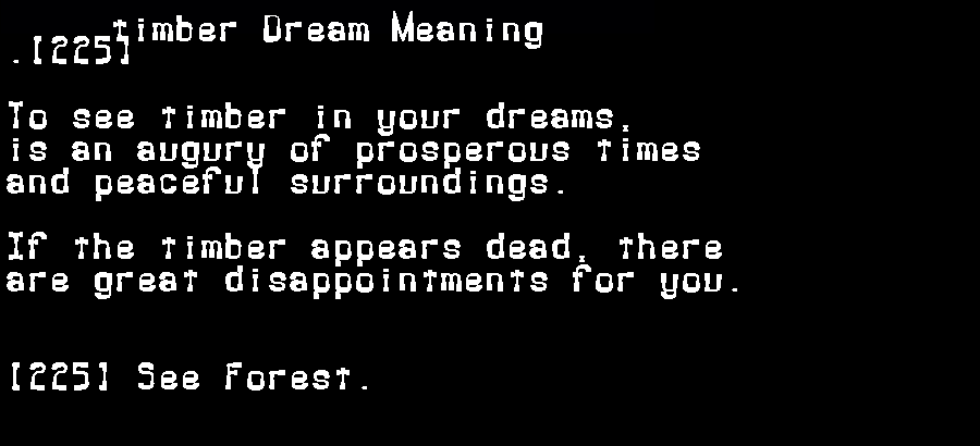  dream meanings timber