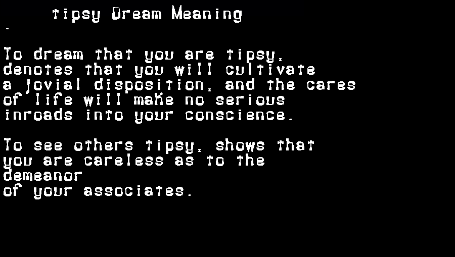  dream meanings tipsy