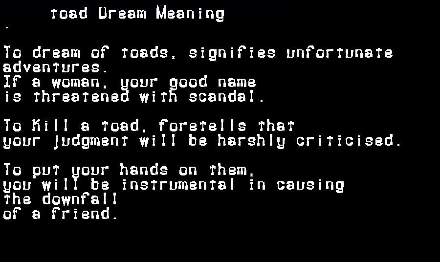  dream meanings toad