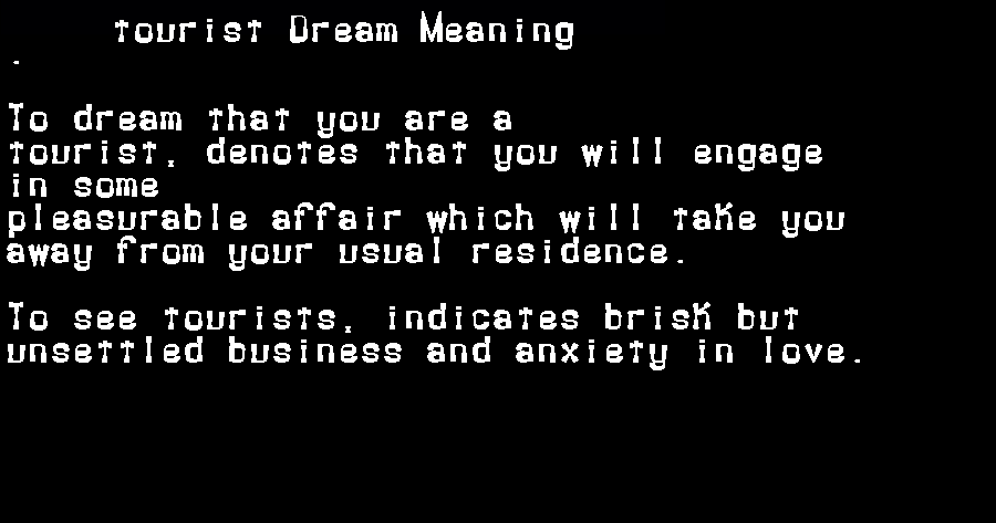  dream meanings tourist
