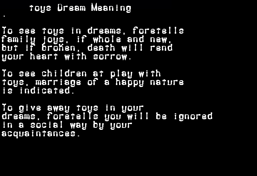  dream meanings toys