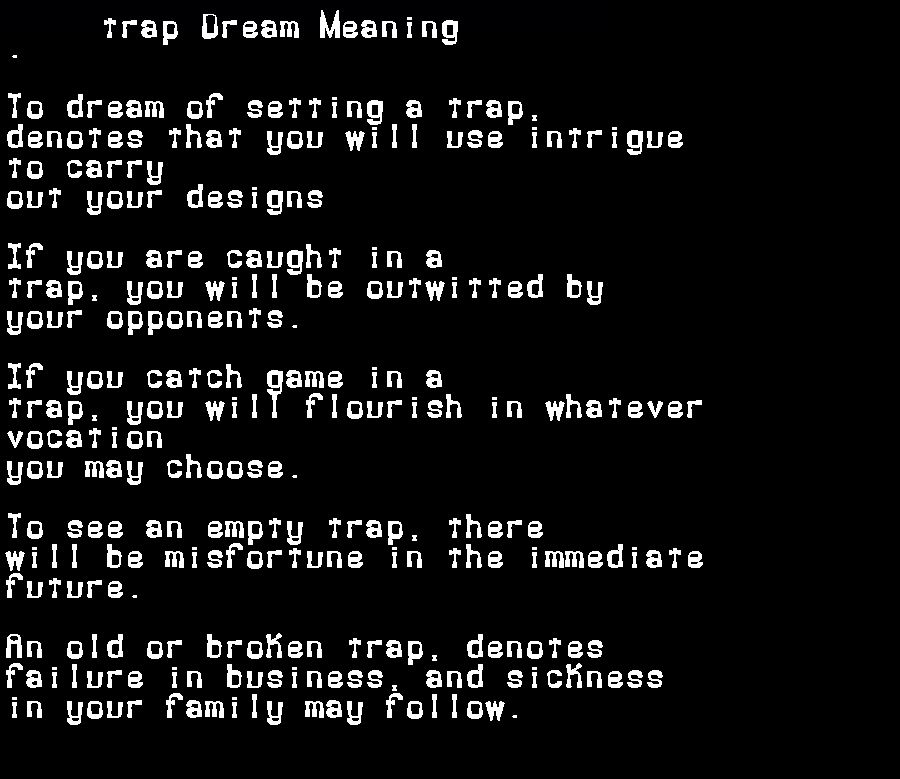  dream meanings trap