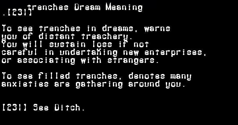  dream meanings trenches