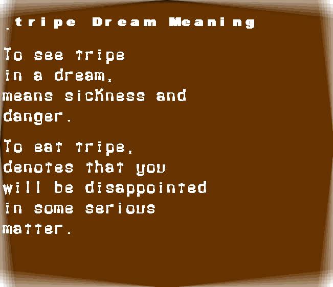  dream meanings tripe