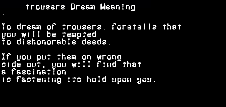  dream meanings trousers