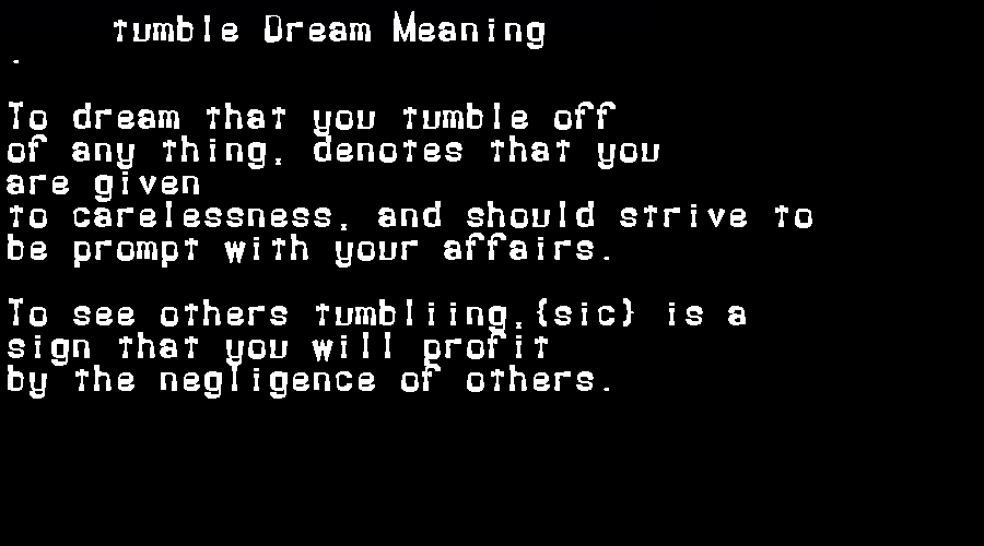  dream meanings tumble