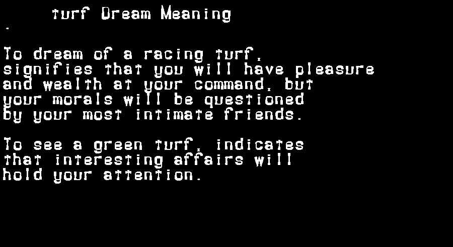  dream meanings turf