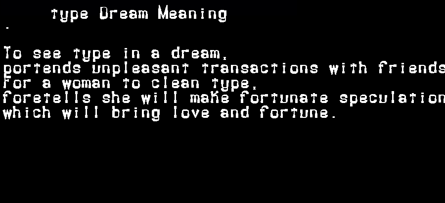  dream meanings type