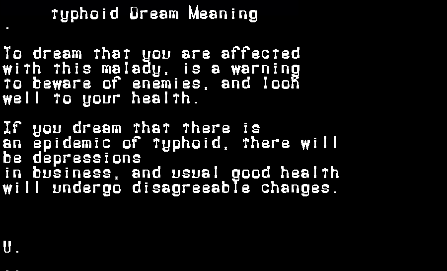  dream meanings typhoid