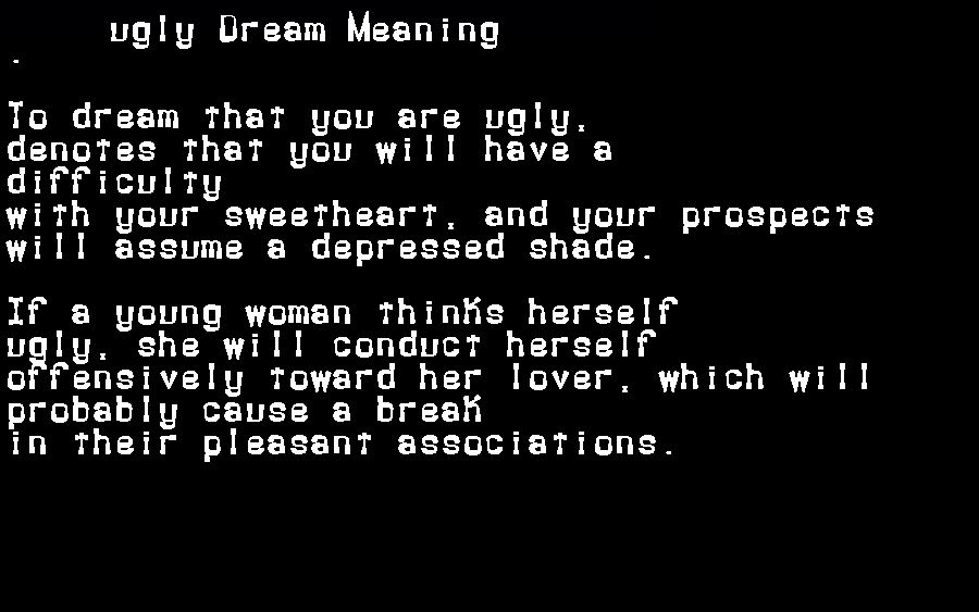  dream meanings ugly