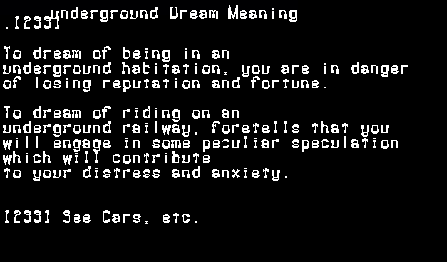  dream meanings underground