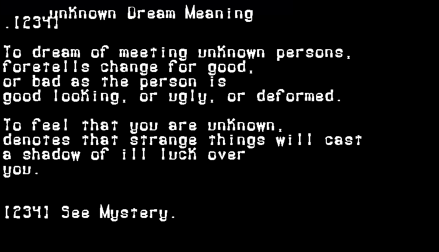  dream meanings unknown