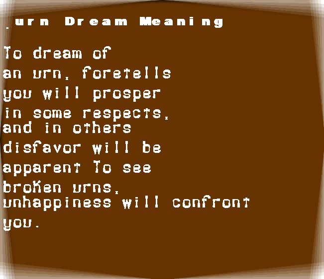  dream meanings urn