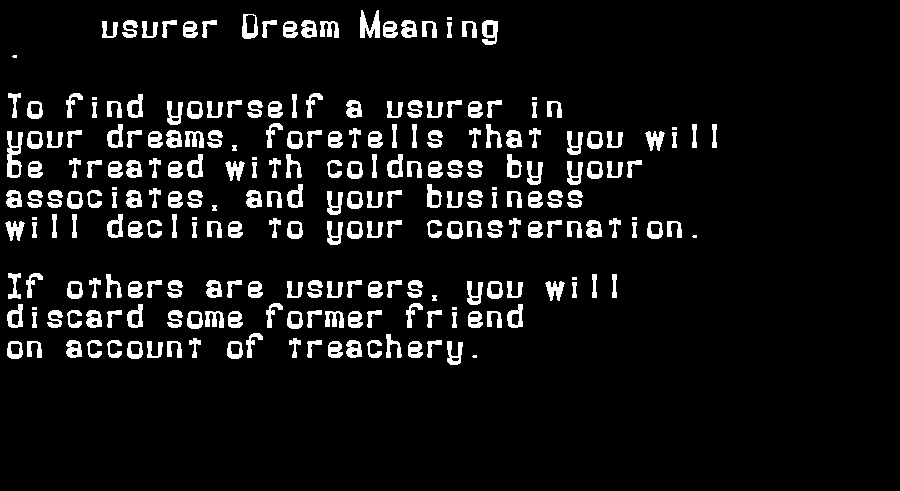  dream meanings usurer