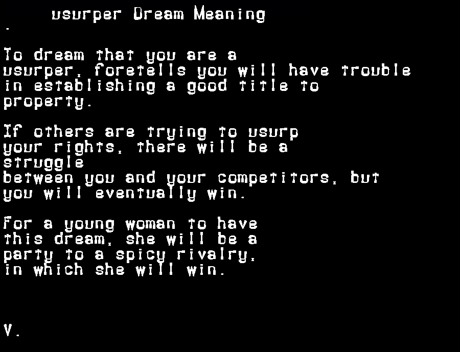  dream meanings usurper