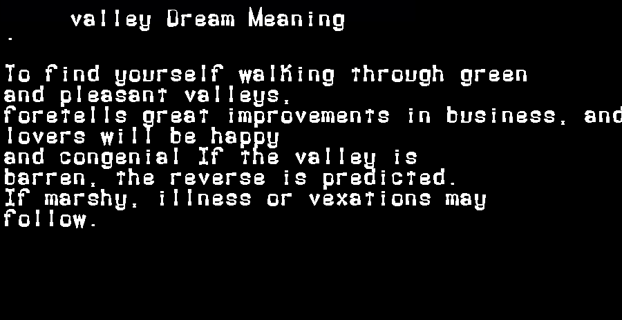  dream meanings valley