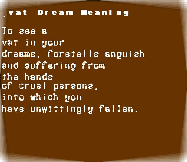  dream meanings vat