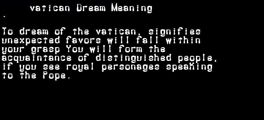  dream meanings vatican