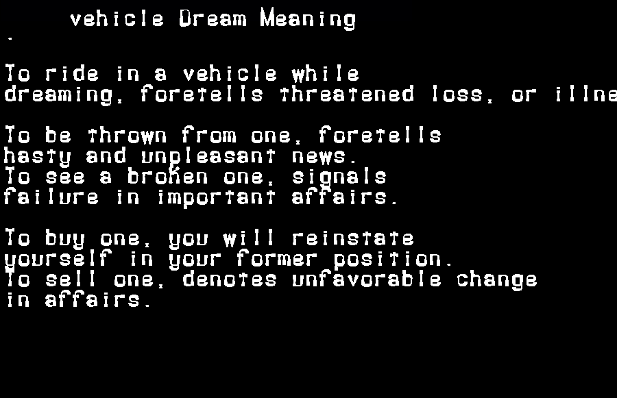  dream meanings vehicle