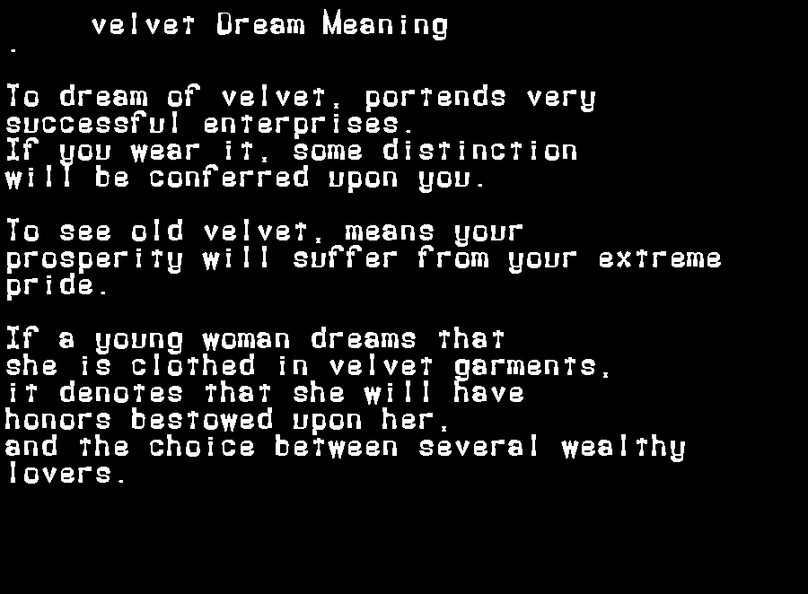  dream meanings velvet