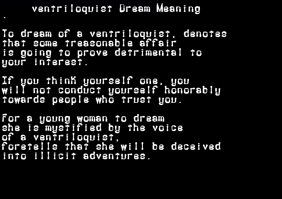  dream meanings ventriloquist