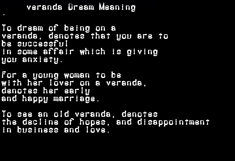  dream meanings veranda