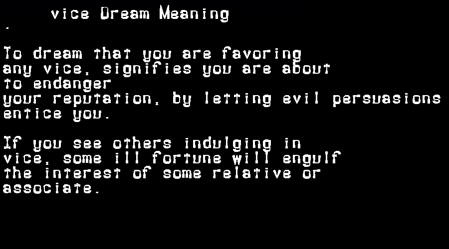  dream meanings vice