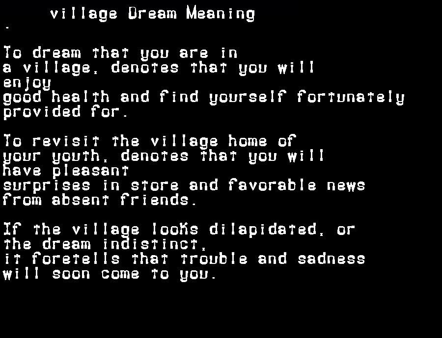  dream meanings village