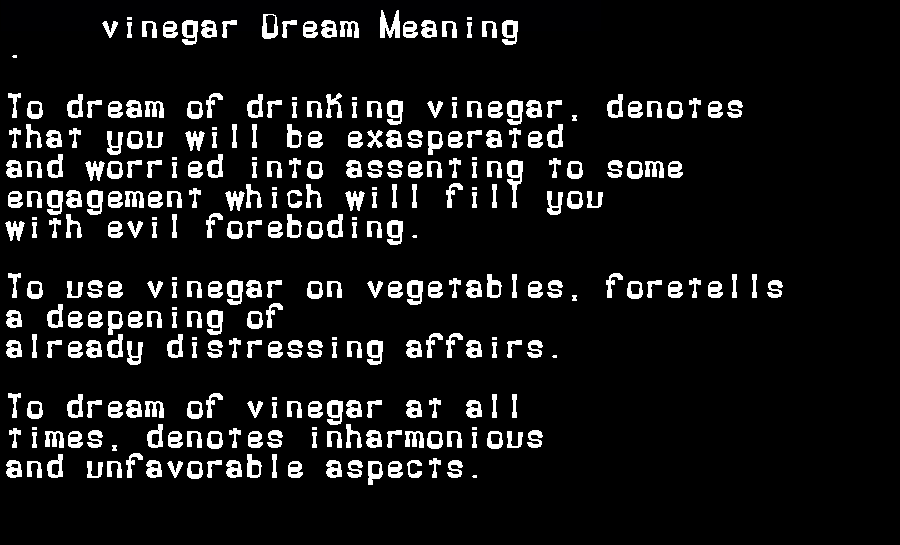  dream meanings vinegar