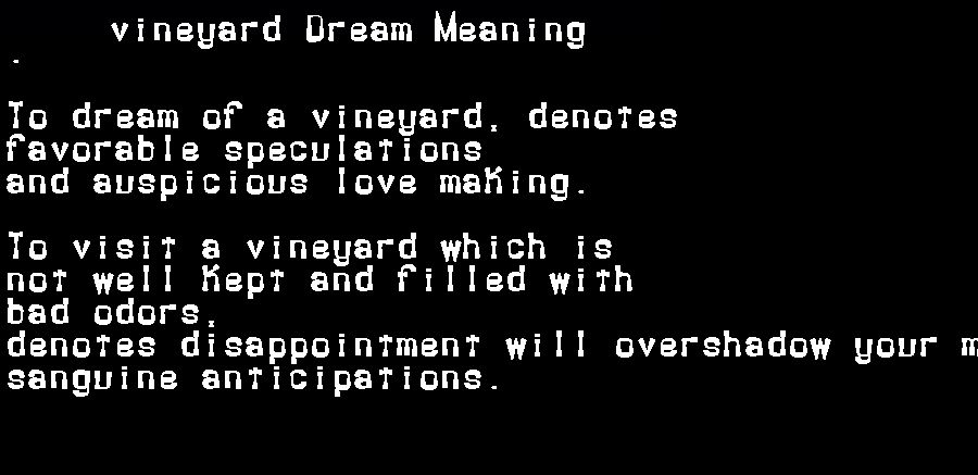  dream meanings vineyard