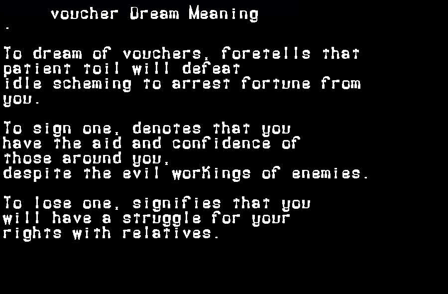  dream meanings voucher