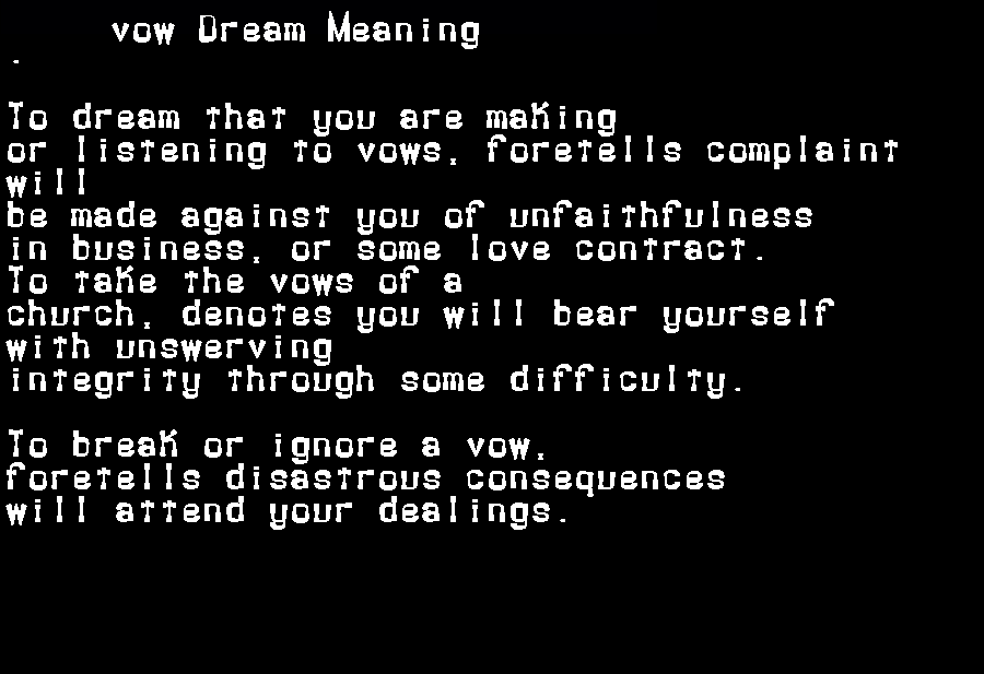  dream meanings vow