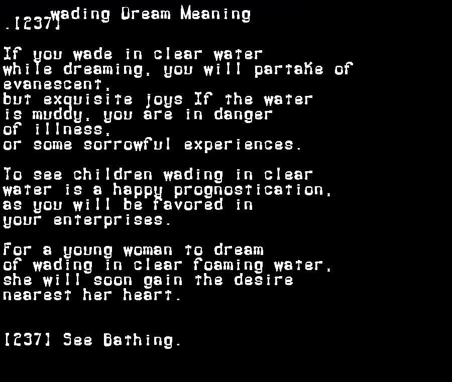  dream meanings wading