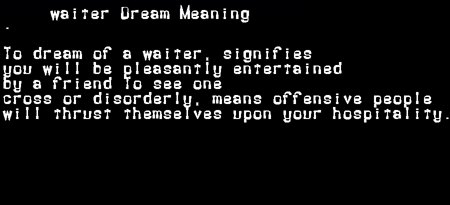  dream meanings waiter